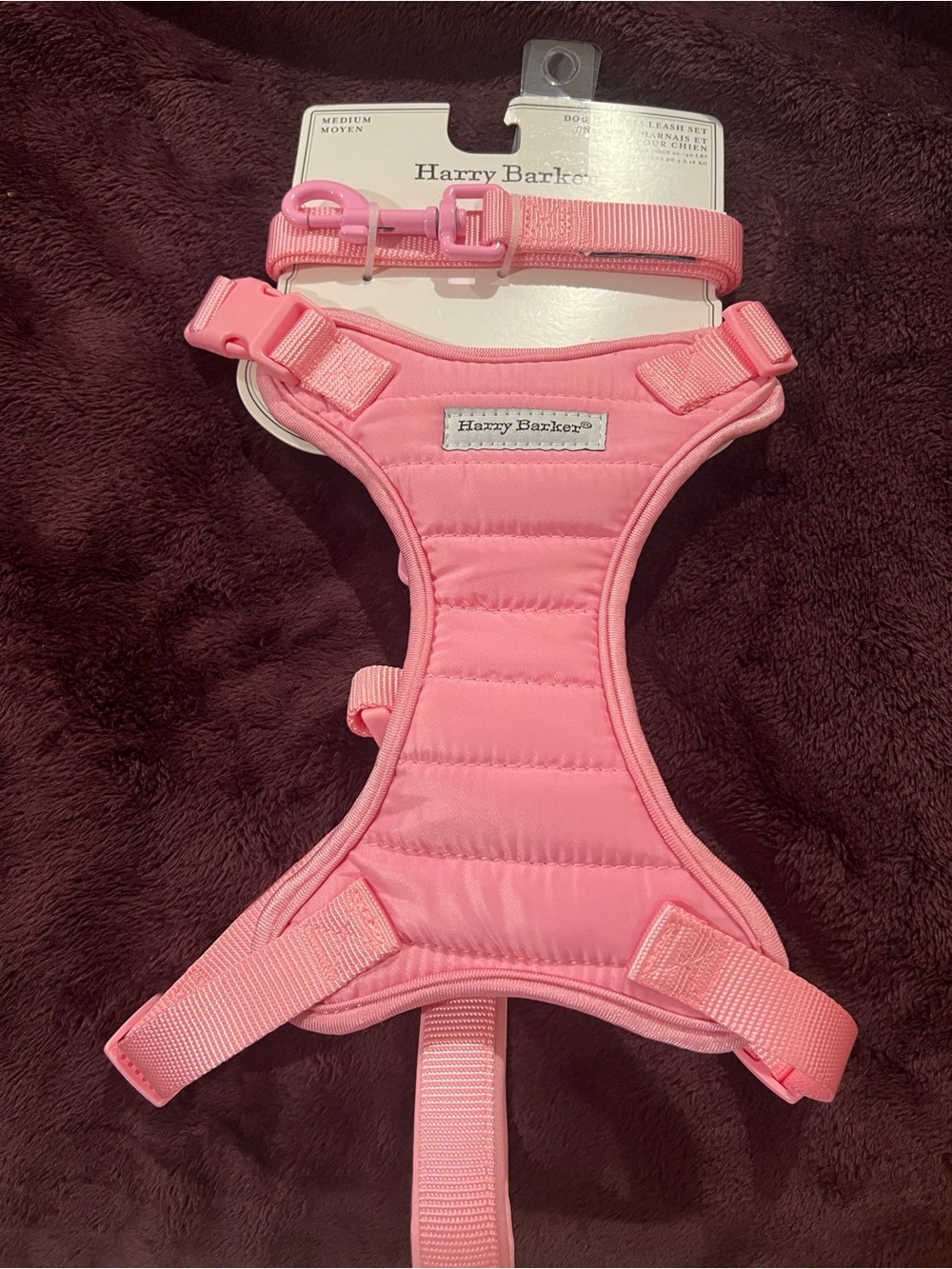 Soft Pink Mesh Dog Harness with leash Harry Barker med